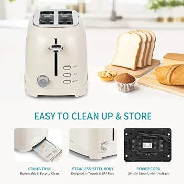 Ultrean 2-Slice Toaster with Extra-Wide Slots & 6 Settings