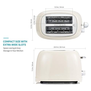 Ultrean 2-Slice Toaster with Extra-Wide Slots & 6 Settings