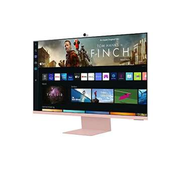 SAMSUNG M8 Series 32-Inch 4K UHD Smart Monitor & Streaming TV with Slim-fit Webcam for PC-Less Experience, Netflix, HBO, Prime VOD, & More, Apple Airplay, WiFi, BT, Built-in Speakers, 2022, Pink