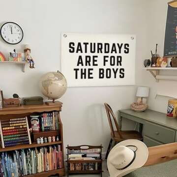 Lacama Saturdays Are For The Boys Banner,Flags for Bedroom Dorm Flags for Guys,Boys Room Wall Decor,Playroom Kids Room Wall Decor Wall Hanging Banner Flag,30x20 Inch