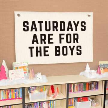 Lacama Saturdays Are For The Boys Banner,Flags for Bedroom Dorm Flags for Guys,Boys Room Wall Decor,Playroom Kids Room Wall Decor Wall Hanging Banner Flag,30x20 Inch