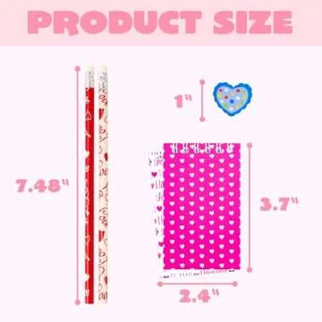 JOYIN 28 Packs Valentine Themed Notepad, Pencil and Eraser for Kids and Adults School, Party Favor Stationery Sets, Gift Set Classroom Exchange Toy