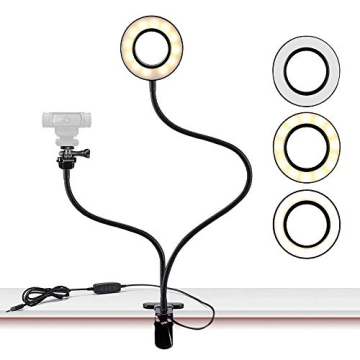 Webcam Light Stand with Adjustable Selfie Ring Light