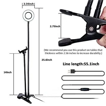 Webcam Light Stand with Adjustable Selfie Ring Light