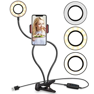 Webcam Light Stand with Adjustable Selfie Ring Light