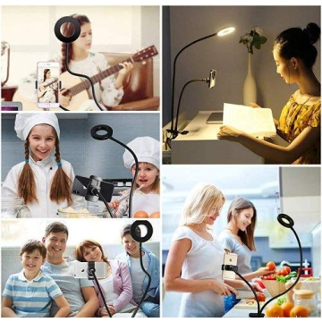 Webcam Light Stand with Adjustable Selfie Ring Light
