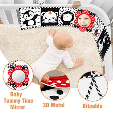 FUNNYB&G Black and White Baby Toys - High Contrast Baby Sensory Book 0-3 Months for Newborns Brain D...