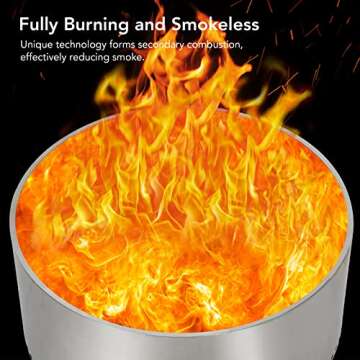 27" Portable Stainless Steel Smokeless Fire Pit with Removable Stand and Ash Pan - For Camping, Back...