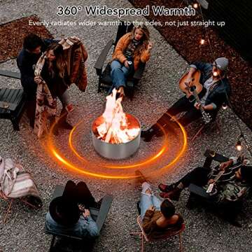 27" Portable Stainless Steel Smokeless Fire Pit with Removable Stand and Ash Pan - For Camping, Backyard, Patio