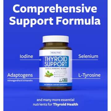 Thyroid Support with Iodine - 120 Capsules (Non-GMO) Improve Your Energy - Ashwagandha Root, Zinc, Selenium, Vitamin B12 Complex - Thyroid Health Supplement for Women and for Men - 60 Day Supply
