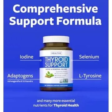 Thyroid Support with Iodine - 120 Capsules (Non-GMO) Improve Your Energy - Ashwagandha Root, Zinc, Selenium, Vitamin B12 Complex - Thyroid Health Supplement for Women and for Men - 60 Day Supply