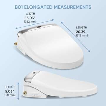 LEIVI Smart Bidet Toilet Seat with Wireless Remote and Side Panel, Multiple Spray Modes, Adjustable Heated Seat, Warm Water and Air Dryer, Auto LED Nightlight, Elongated