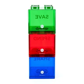 Save Spend Share Piggy Bank for Kids - Educational Block Design