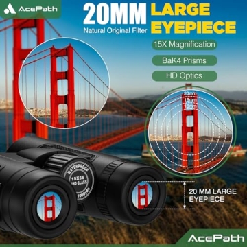 AcePath 15x56 Binoculars for Adults High Powered - Large View Waterproof Binoculars with Clear Low L...