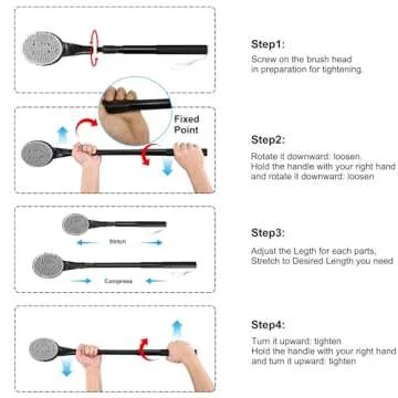 Back Scrubber with Anti Slip, 25.7” Telescopic Shower Brush