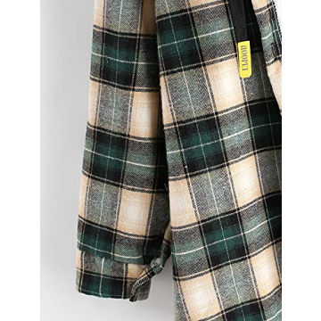 ZAFUL Women's Fleece Lined Plaid Hooded Jacket