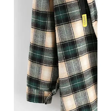 ZAFUL Women's Fleece Lined Plaid Hooded Jacket