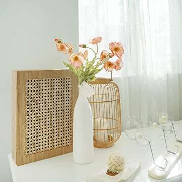 Kamang Artificial Poppy Silk Flowers (3 Stems) for Home Decor and Wedding. Faux Poppy Flower Centerpiece. Artificial Plants Peach Flower Arrangement. Silk Flowers for Decoration (Gradient Coral)