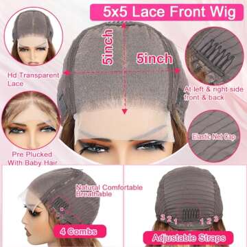 AILICEEHR 5x5 Highlight Lace Closure Wig Human Hair Body Wave 5x5 HD Lace Closure Wig for Women P4/27 Ombre Honey Blonde Glueless Wig Pre Plucked 180 Density 26 Inch