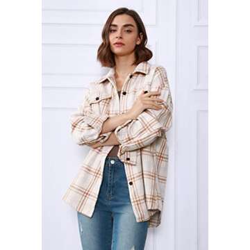 AUTMET Women's Fall Plaid Shacket - Cozy Flannel Jacket for All Occasions