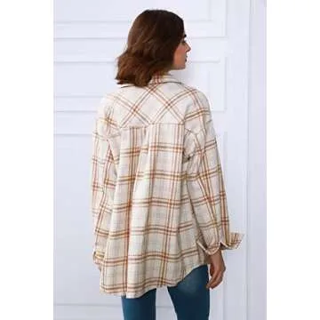 AUTMET Women's Style Shacket - Cozy & Chic Plaid Top