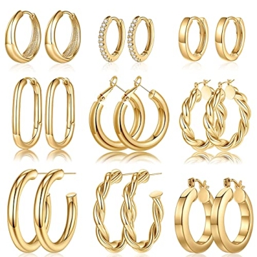 14k Gold Small Hoop Earrings for Women - Trendy & Hypoallergenic
