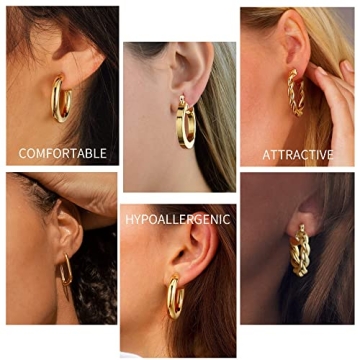 14k Gold Small Hoop Earrings for Women - Trendy & Hypoallergenic