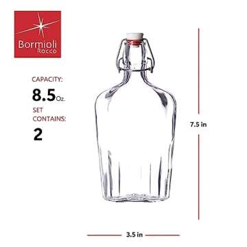 Bormioli Rocco Fiaschetta Glass 8.5 Ounce Pocket Flask Set, Stylish and Functional