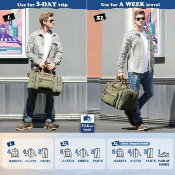 Gonex 60L Canvas Duffle Bag for Travel & Weekend