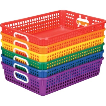 Really Good Stuff 6PK Plastic Desktop Paper Storage Basket for Classroom or Home–14”x10” Plast...