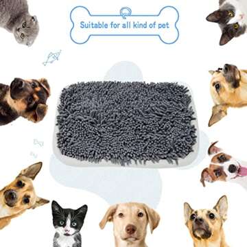 Snuffle Mat for Dogs, 17'' x 21'' Dog Feeding Mat, Enrichment Foraging Mat for Smell Training and Slow Eating, Stress Relief, Encourages Natural Foraging Skills, 2 Suction Cups, 2 Ropes, 1 Licking Mat
