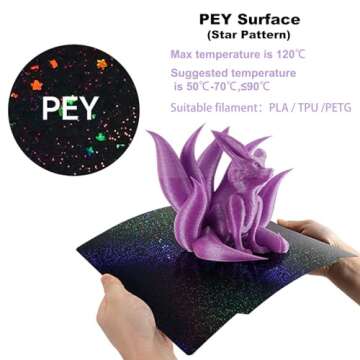 RETUXEP PEO PEY 3D Printer Build Plate for Bambu Lab X1/P1P/P1S/X1C/A1 3D Printers, Smooth Colorful Starry PEY+PEO Build Plate PEI Sheet,Spring Steel Flexible Platform,257x257mm Bambu Labs Heated Bed