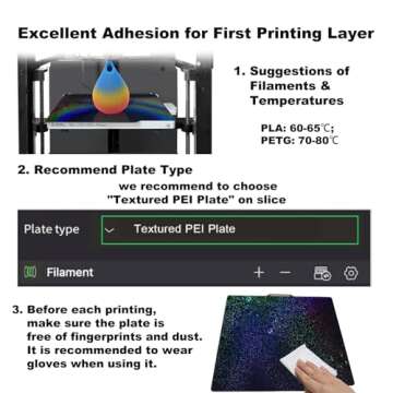 RETUXEP PEO PEY 3D Printer Build Plate for Bambu Lab X1/P1P/P1S/X1C/A1 3D Printers, Smooth Colorful Starry PEY+PEO Build Plate PEI Sheet,Spring Steel Flexible Platform,257x257mm Bambu Labs Heated Bed
