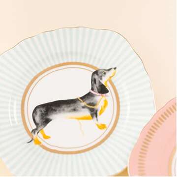 Pretty Pastel Animal Cake Plates, Set Of 4 (Yvonne Ellen Giraffe/leopard/dog/birds Tea Plates)