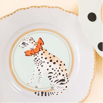 Pretty Pastel Animal Cake Plates, Set Of 4 (Yvonne Ellen Giraffe/leopard/dog/birds Tea Plates)