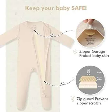 HAPIU Rayon from Bamboo Baby Footed Pajamas, 2 Way Zipper YKK, Footie for Baby Boy Girls, Newborn-24 Months, 2-Pack, Cloud&Oat, Newborn