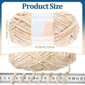 Xinnun 12 Skeins Chenille Velvet Yarn - 1116 Yards, 6 Colors for Crafting