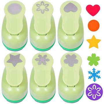 UCEC Craft Hole Punch with Glitter Origami Paper Set, 6 Pcs 1-Inch Paper Puncher Handmade Hole Scrap...