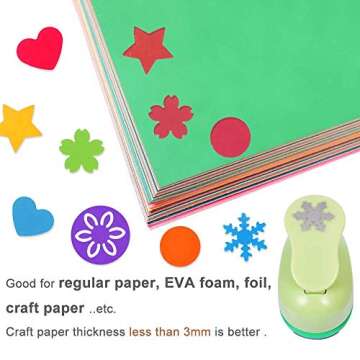 UCEC Craft Hole Punch with Glitter Origami Paper Set, 6 Pcs 1-Inch Paper Puncher Handmade Hole Scrapbooking Punches, 50 Sheets Colored Origami Sparkly Paper, Great for Teachers, Crafts, Scrapbooking
