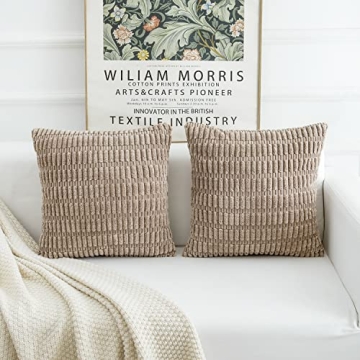 WELTRXE 2 Packs Light Brown Throw Pillow Covers for Home