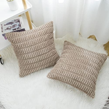 WELTRXE 2 Packs Light Brown Throw Pillow Covers for Home