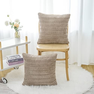 WELTRXE 2 Packs Light Brown Throw Pillow Covers for Home