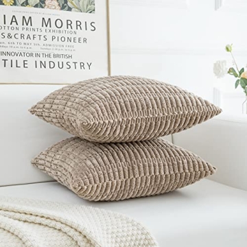 WELTRXE 2 Packs Light Brown Throw Pillow Covers for Home