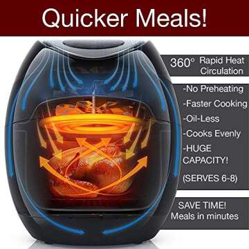 Kinger Home Air Fryer 1700 Watt 5.8 QT 8-in-1 LED Digital Touch Screen Large Hot Electric Air Fryers Oven & Oilless Fryer Cooker with Recipes Cookbook