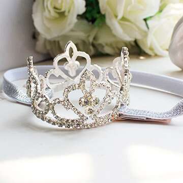 Elesa Miracle Little Girl Crown Baby Girl Infant Toddler Crystal Crown Tiara Headband Baby Photograp...