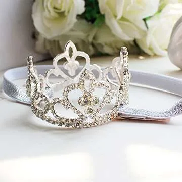 Elesa Miracle Little Girl Crown Baby Girl Infant Toddler Crystal Crown Tiara Headband Baby Photograp...