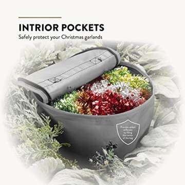 ZOBER Christmas Wreath Storage Container - 30 Inch Wreath Box, Garland Storage - 2 Zippers, Durable Handles - Holiday and Seasonal Wreath Storage Boxes - 2 Pack (Gray)