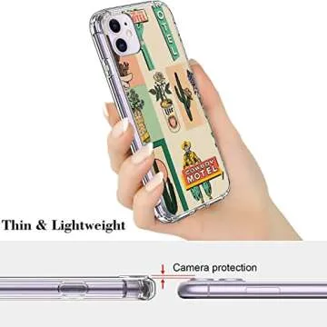 ICWUSA Aesthetic Retro Style Vintage Collage Pattern Protective case for iPhone 11, Trendy Designed Western Cactus Pattern TPU Bumper Shockproof iPhone Case Support Wireless Charging