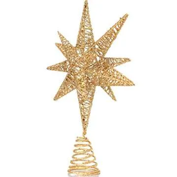 Ornativity Gold Star Tree Topper - Elegant Xmas Decoration