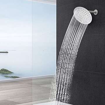 Sooreally Rain Shower Head High Pressure, 8 Inch High Flow Rainfall Showerhead, Awesome Shower Experience Even at Low Water Flow, Easy Cleaning, Swivel Spray Angle, Modern Style, Chrome Finish